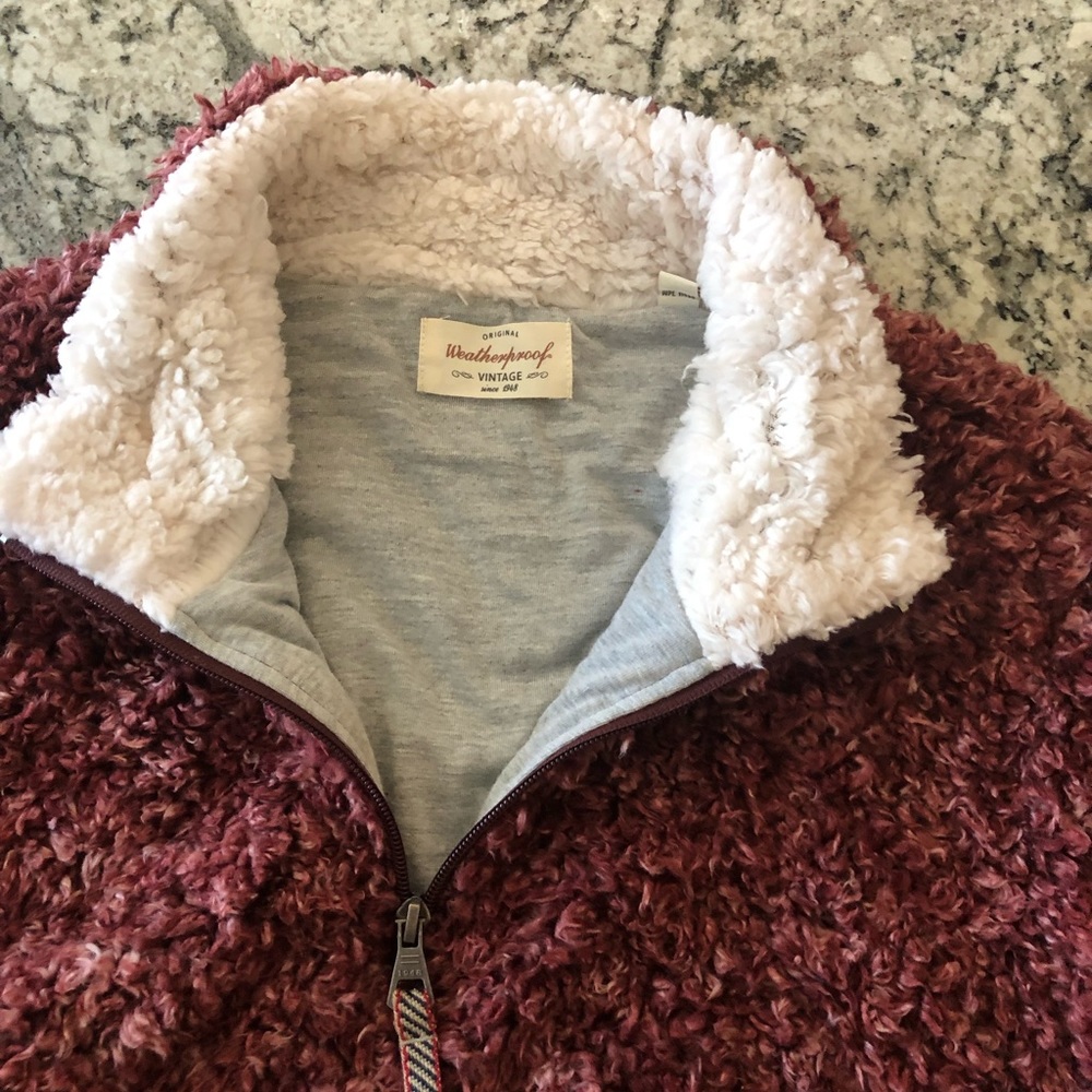 HOT DEAL! Weatherproof Vintage Long Sleeve Fleece Pullover Size L Rustic Red - Picture 9 of 11